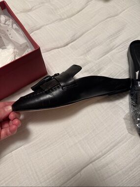 Maeve black leather slide loafers. European size 38 / 7.5. New in box